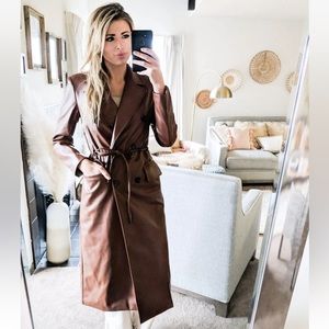 Avec Les Filles Faux Leather Trench Coat